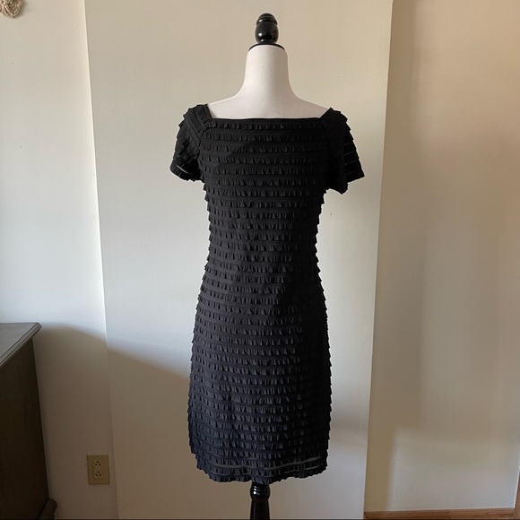 90s vintage Little Black Dress cocktail body on ruffles tiers - Picture 4 of 9